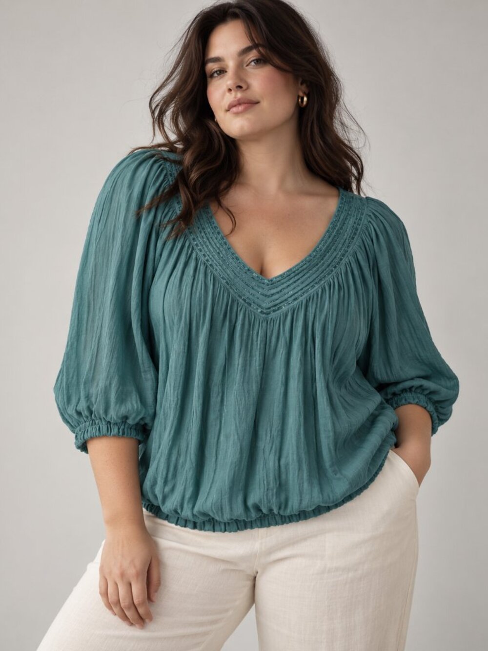 Melanie Lyne Beaded Peasant Blouse